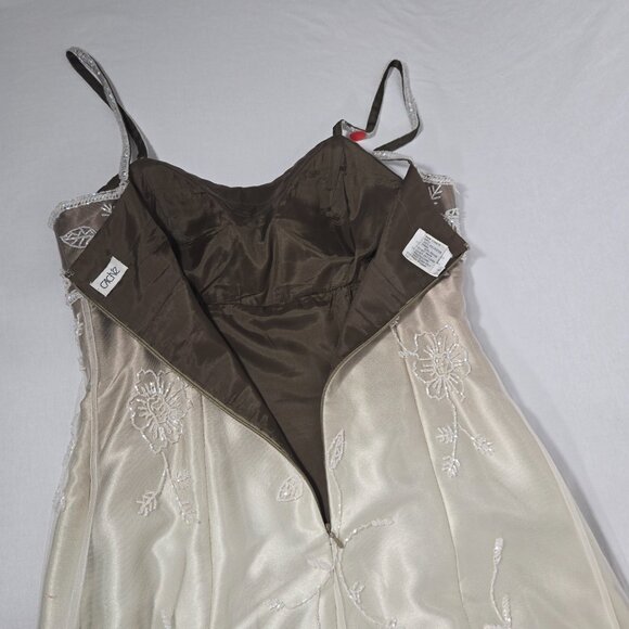 Vintage CACHE 90 Brown-Green Ombré Babydoll Front Split Flowy Formal Gown Size 6 - Picture 8 of 17